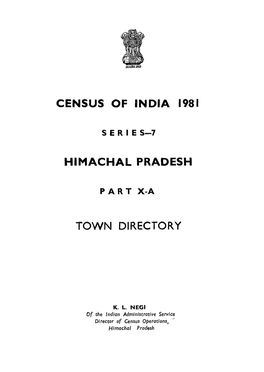 Town Directory, Part-IX-A, Series-7, Himachal Pradesh