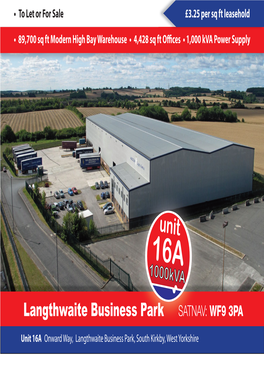 Unit 16A Langthwaite Business Park, South Kirkby Epc