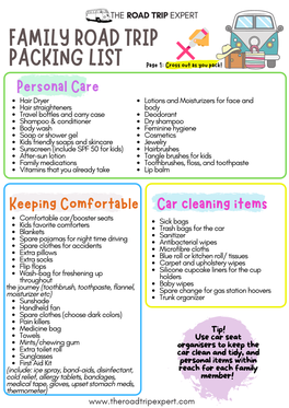 Family Road Trip Printable Packing List