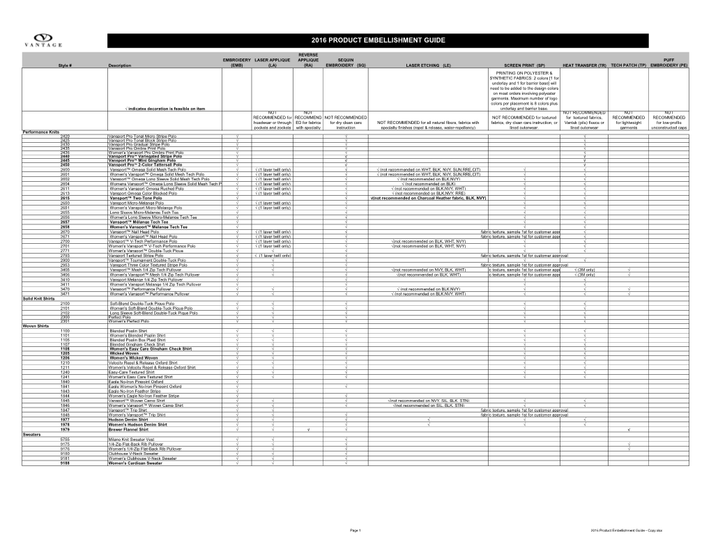 2016 Product Embellishment Guide