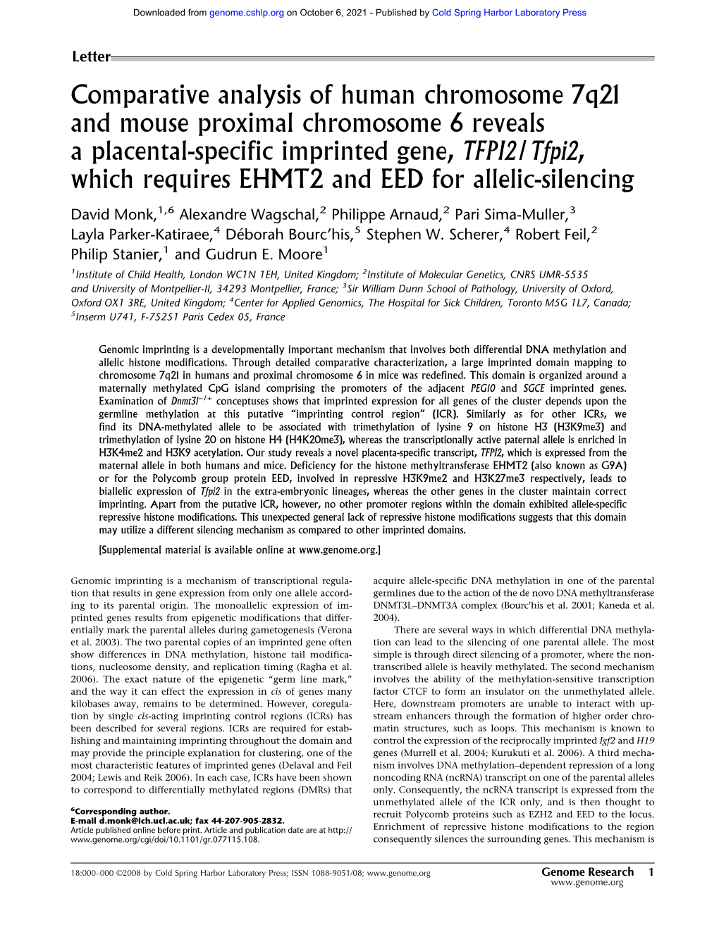 Comparative Analysis of Human Chromosome