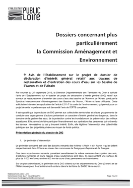 Dossiers Concernant Plus Particulièrement La Commission Aménagement Et Environnement