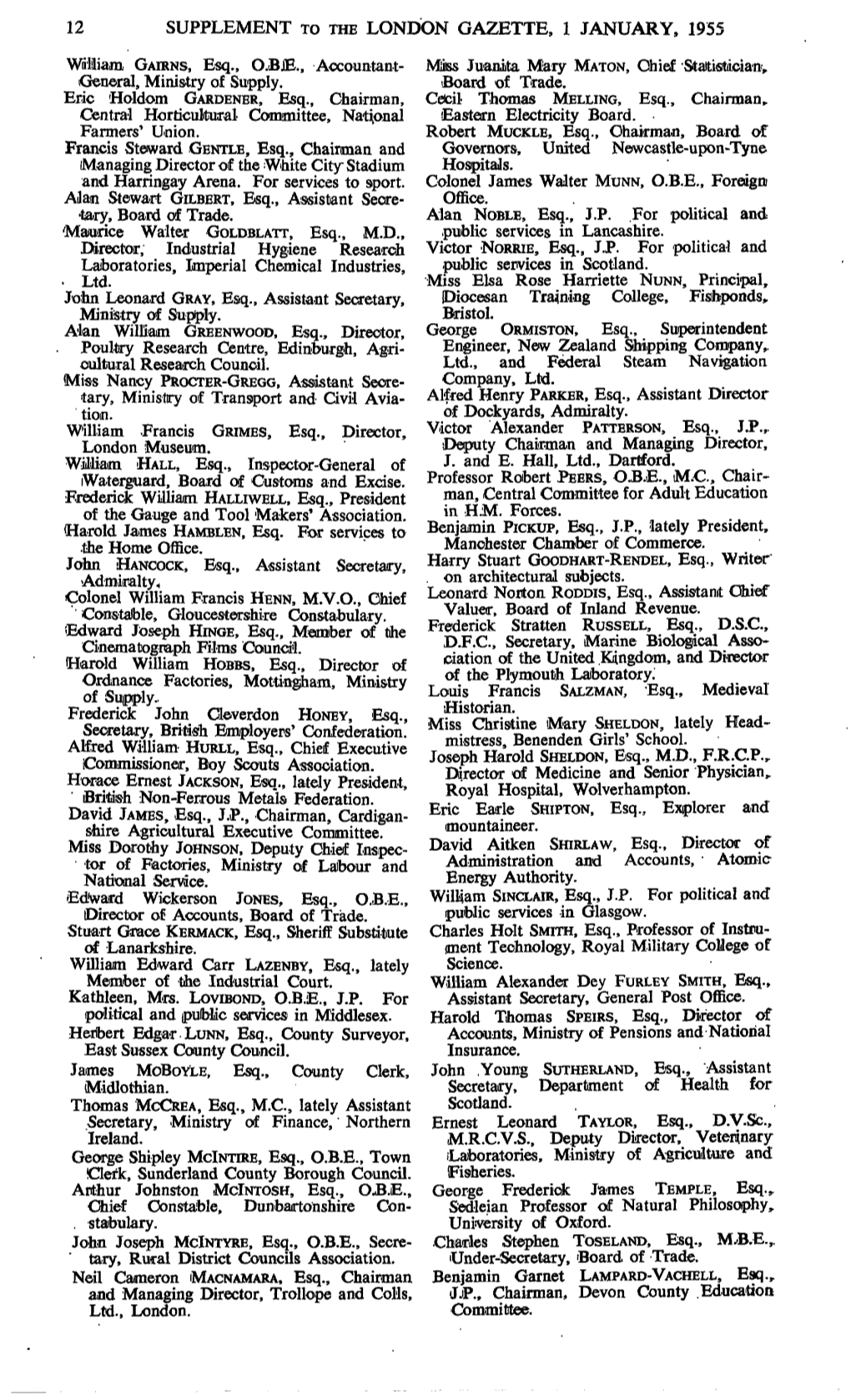 SUPPLEMENT to the LONDON GAZETTE, 1 JANUARY, 195F