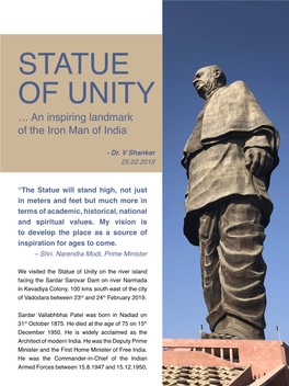 Statue of Unity … an Inspiring Landmark of the Iron Man of India