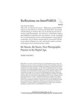 New Photographic Practice in the Digital Age 125 Reflections on Interpares