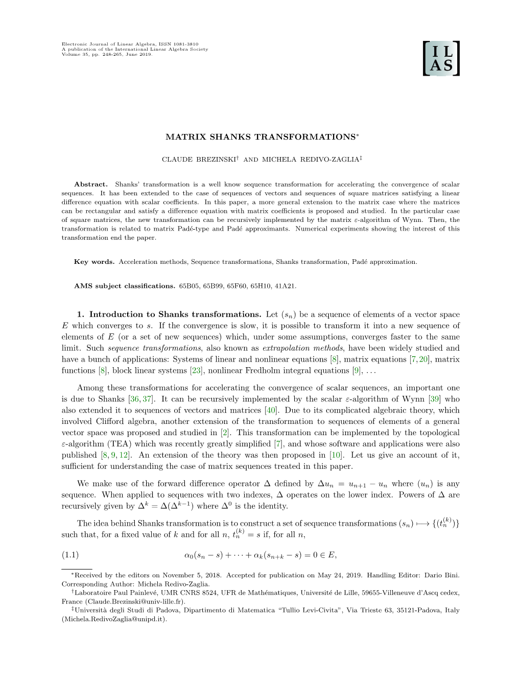 (Sn) Be a Sequence of Elements of a Vector Space E Which Converges to S