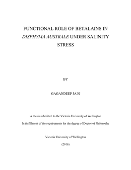 Functional Role of Betalains in Disphyma Australe Under Salinity Stress