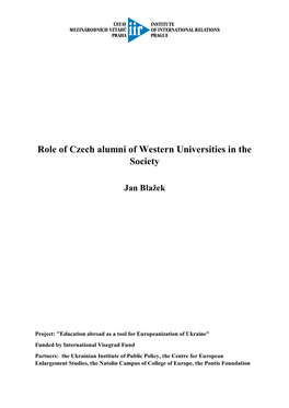 Role of Czech Alumni of Western Universities in the Society