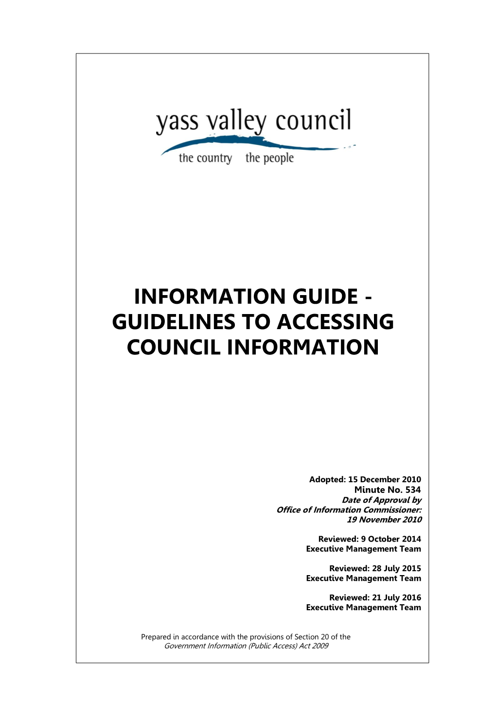 Information Guide - Guidelines to Accessing Council Information
