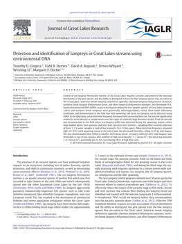 2.Gingera Et Al. 2016 Edna for Lampreys in Great Lakes Streams.Pdf