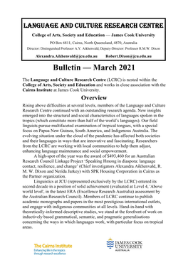 LCRC News Bulletin March 2021