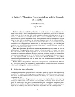 6. Railton's “Alienation, Consequentialism, and the Demands of Morality”