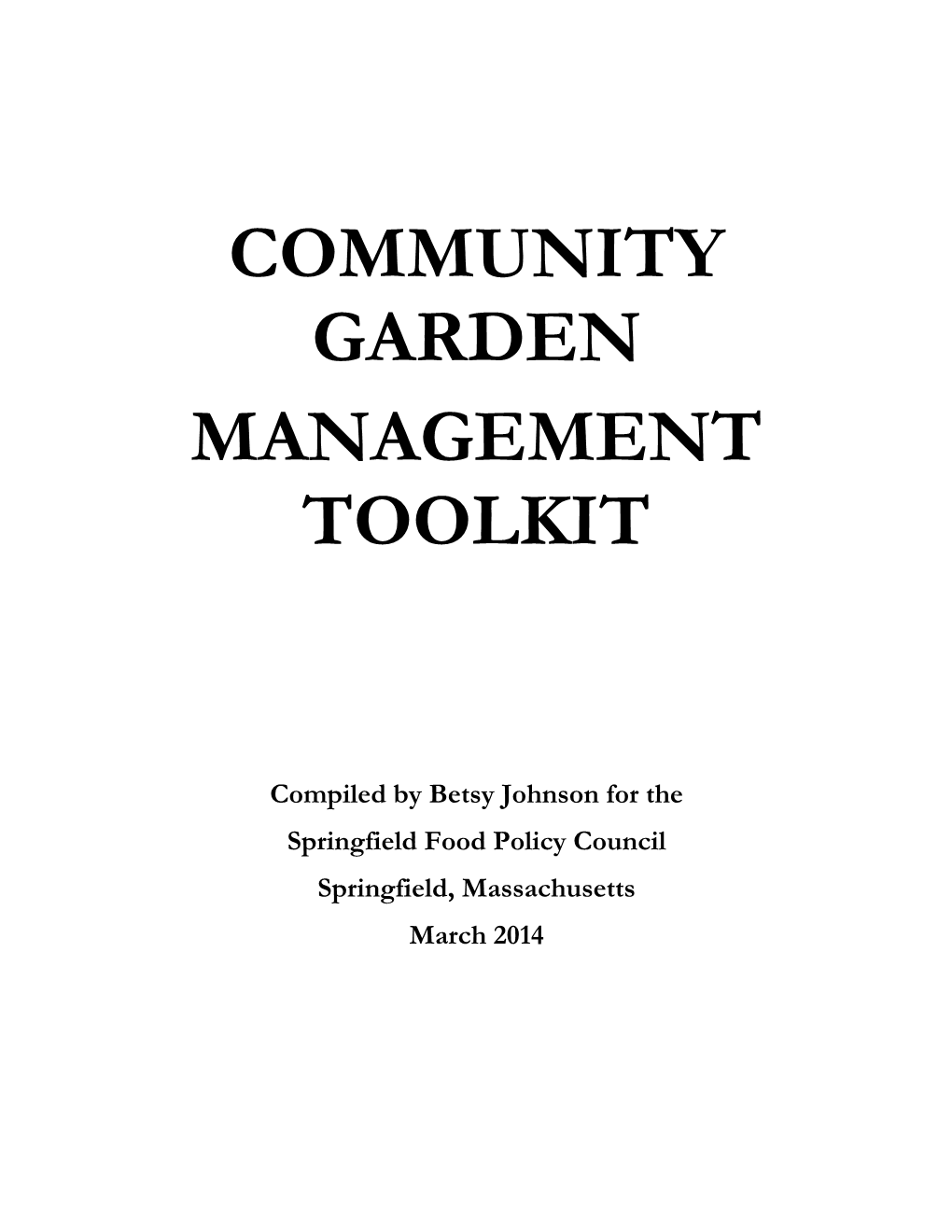 Community Garden Management Toolkit