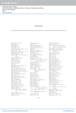 Shakespeare and Rome Edited by Peter Holland Index More Information