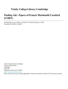 Papers of Francis Macdonald Cornford (CORN)