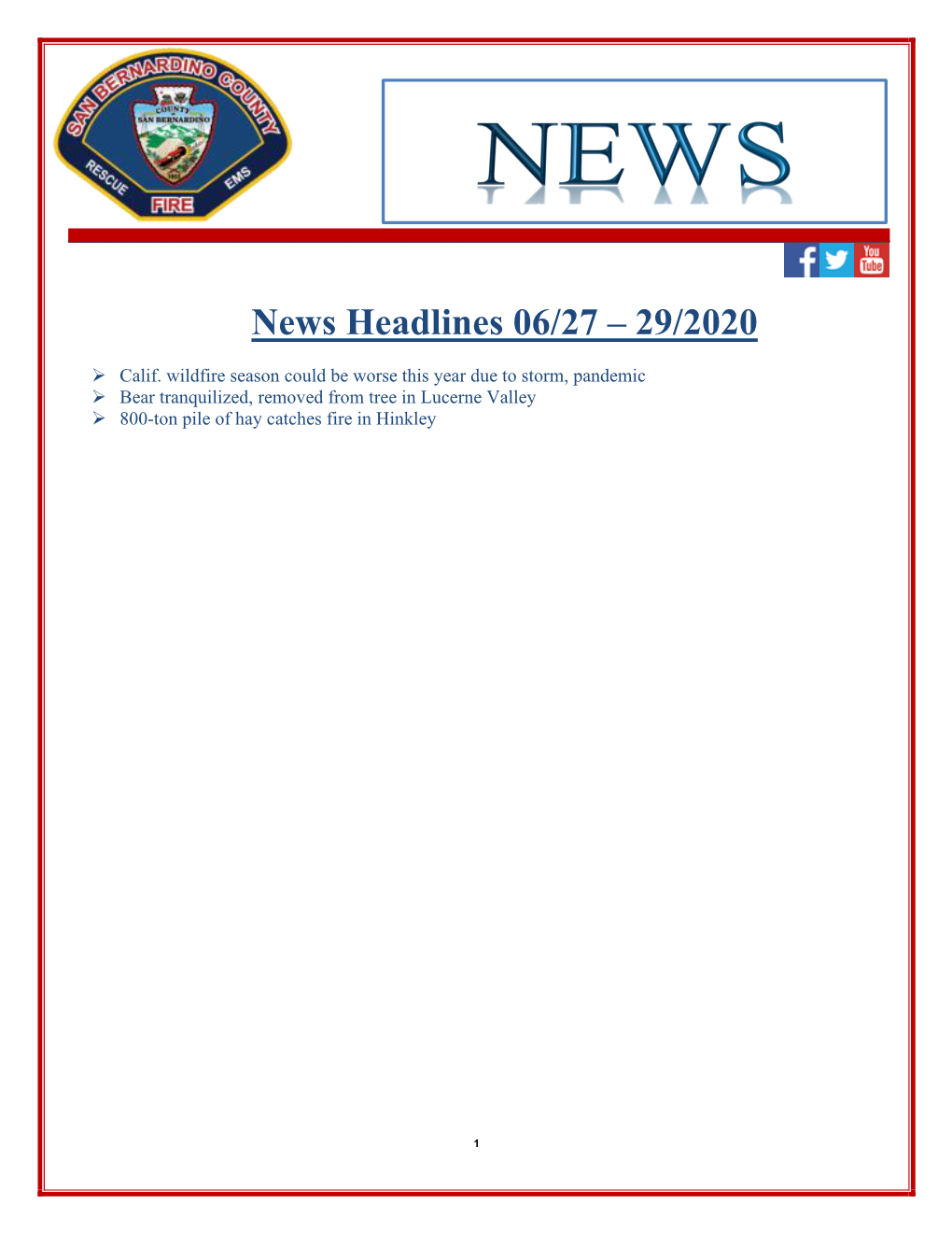 News Headlines 06/27 – 29/2020