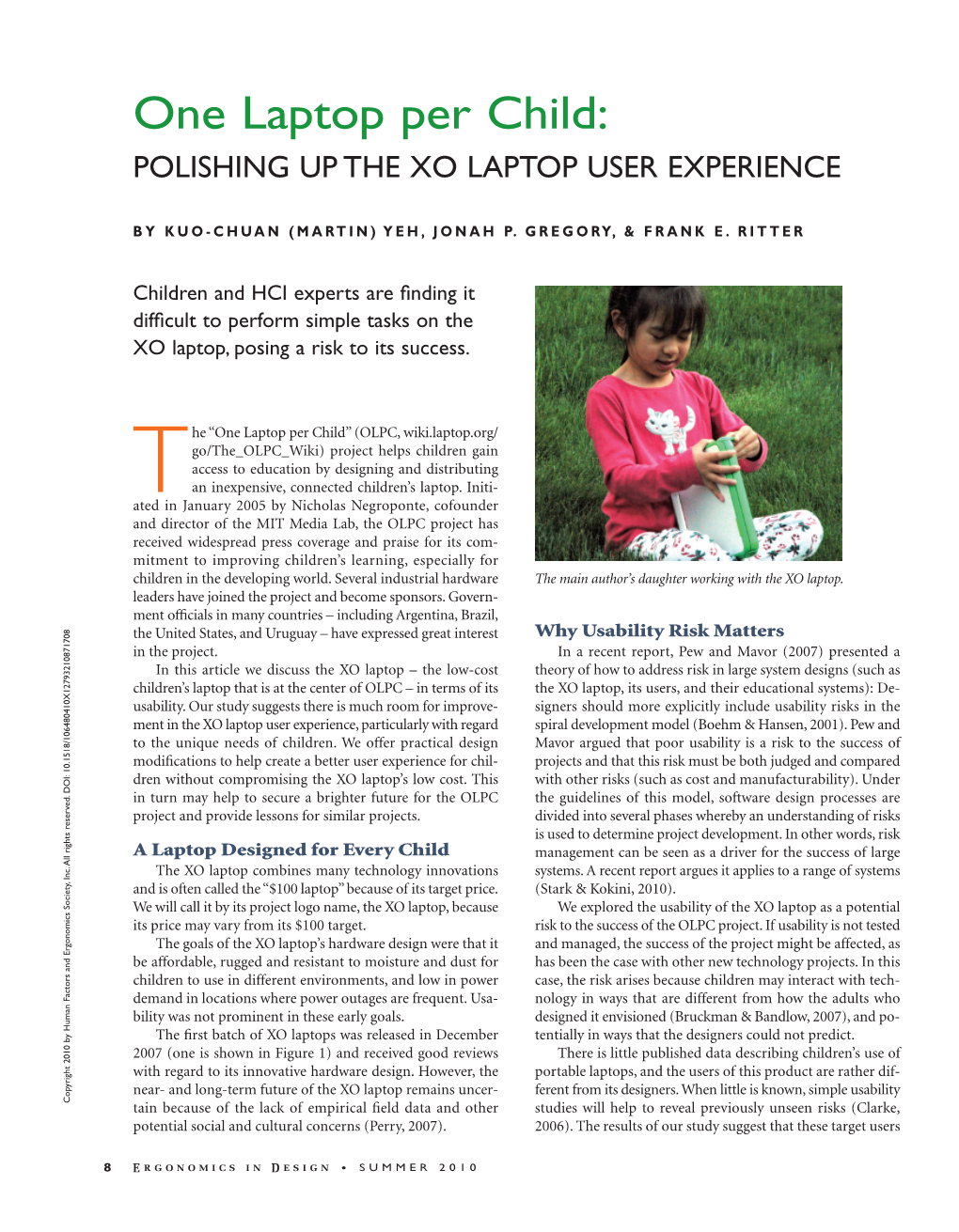 One Laptop Per Child: POLISHING up the XO LAPTOP USER EXPERIENCE