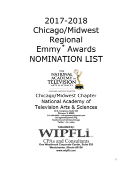 2017-2018 Chicago/Midwest Regional Emmy Awards