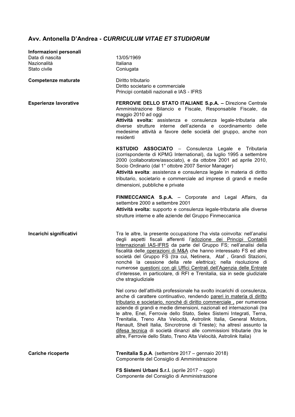 Curriculum Vitae Et Studiorum