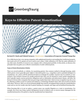Keys to Effective Patent Monetization