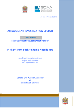 AIR ACCIDENT INVESTIGATION SECTOR in Flight Turn Back