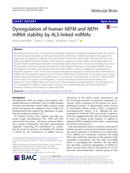 Dysregulation of Human NEFM and NEFH Mrna Stability by ALS-Linked Mirnas Danae Campos-Melo1†, Zachary C