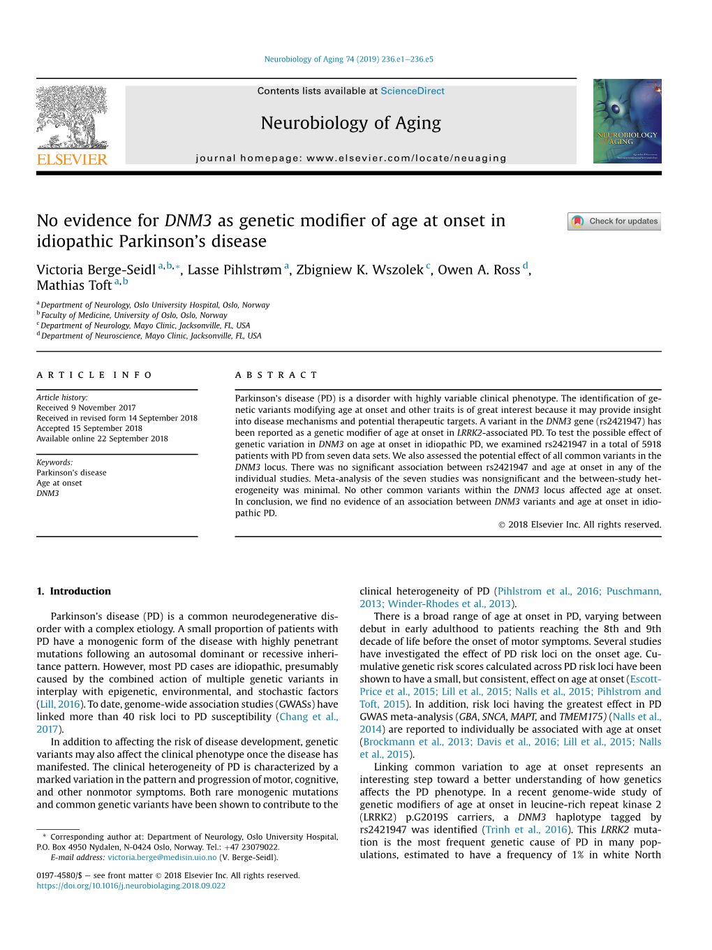 No Evidence for DNM3 As Genetic Modifier of Age at Onset In