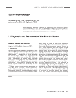 Equine Dermatology I. Diagnosis and Treatment of the Pruritic Horse