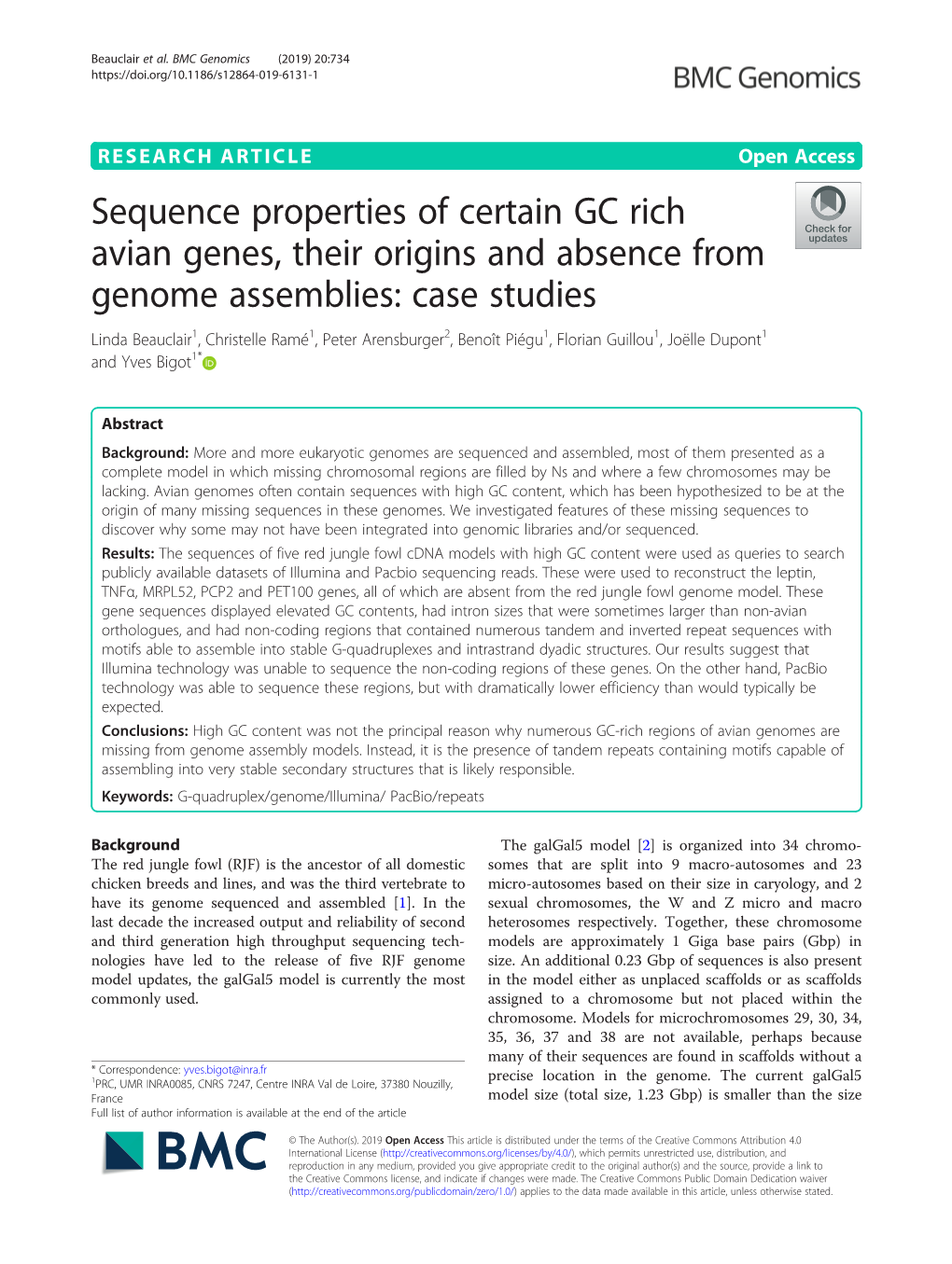 Sequence Properties of Certain GC Rich Avian Genes