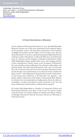 A Critical Introduction to Khomeini Edited by Arshin Adib-Moghaddam Frontmatter More Information