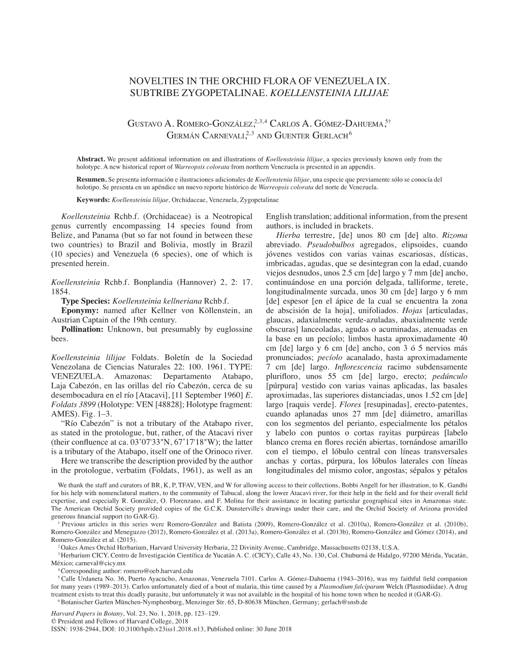 Novelties in the Orchid Flora of Venezuela IX. Subtribe Zygopetalinae