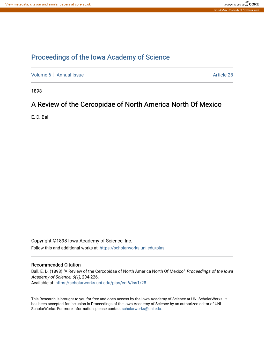 A Review of the Cercopidae of North America North of Mexico