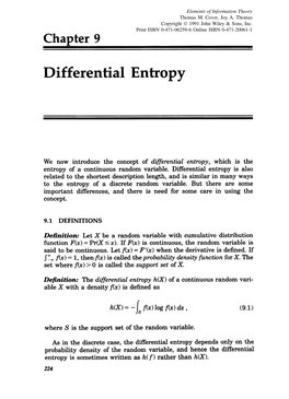 "Differential Entropy". In: Elements of Information Theory