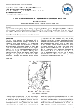A Study of Climatic Conditions in Punpun Basin of Magadh Region, Bihar, India