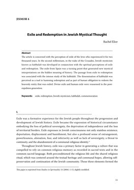 Exile and Redemption in Jewish Mystical Thought