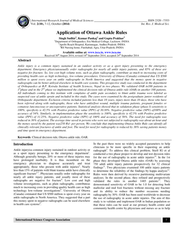 Application of Ottawa Ankle Rules