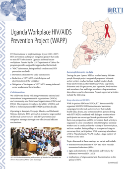 Uganda Workplace HIV/AIDS Prevention Project (WAPP)