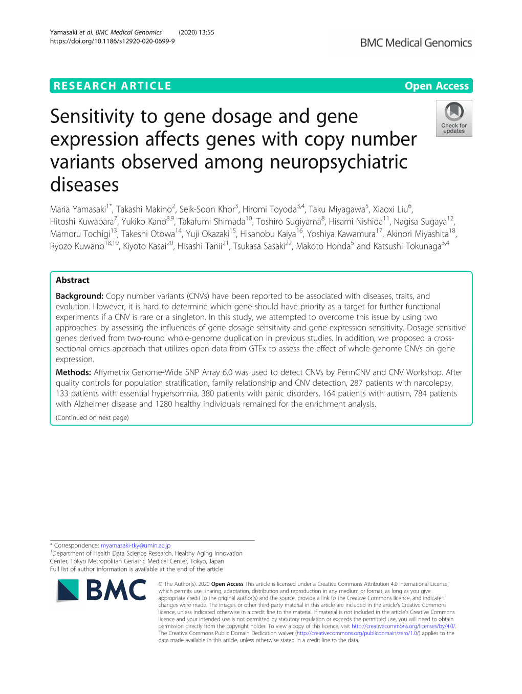 Sensitivity to Gene Dosage and Gene Expression Affects Genes with Copy Number Variants Observed Among Neuropsychiatric Diseases