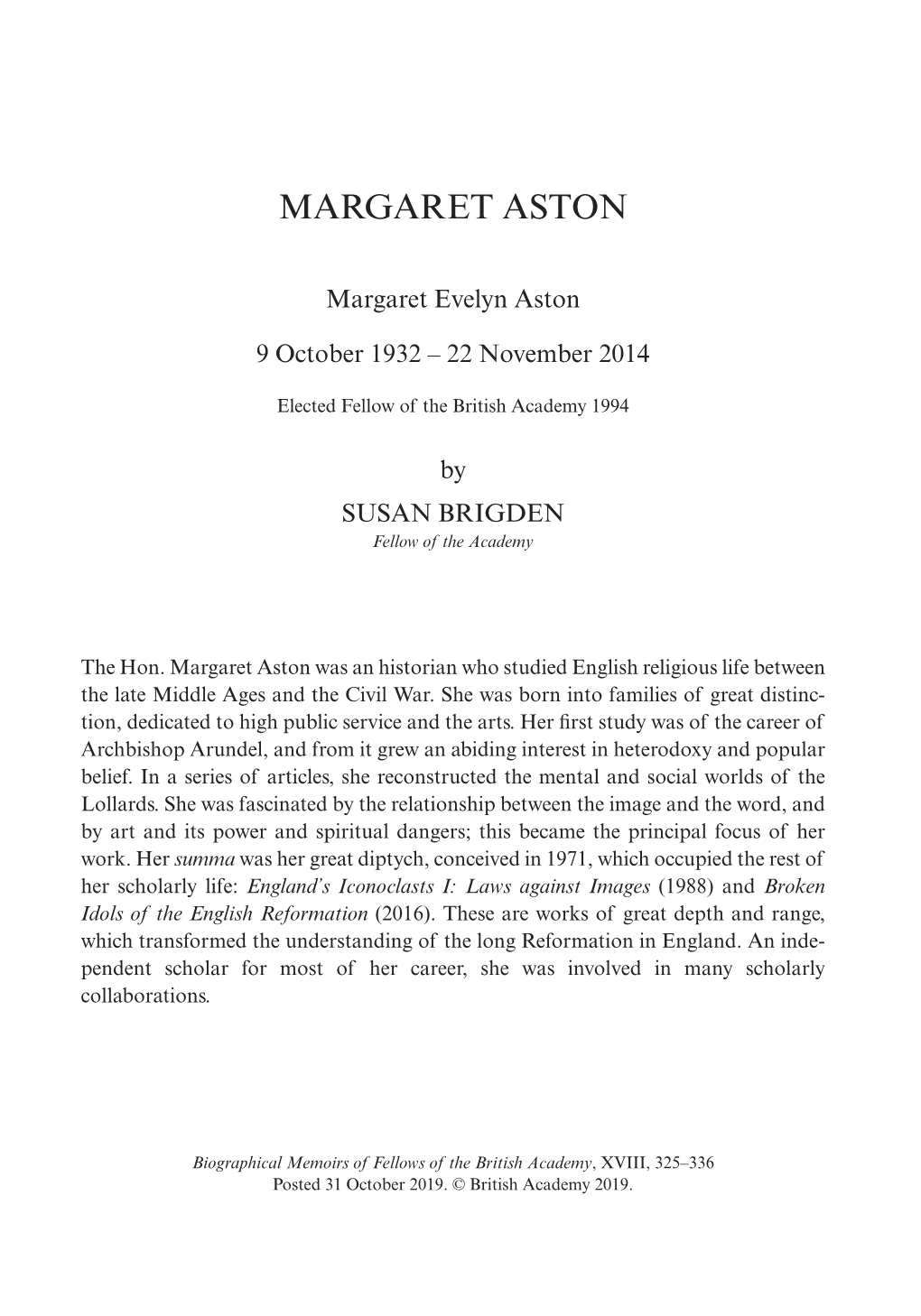 Margaret Aston