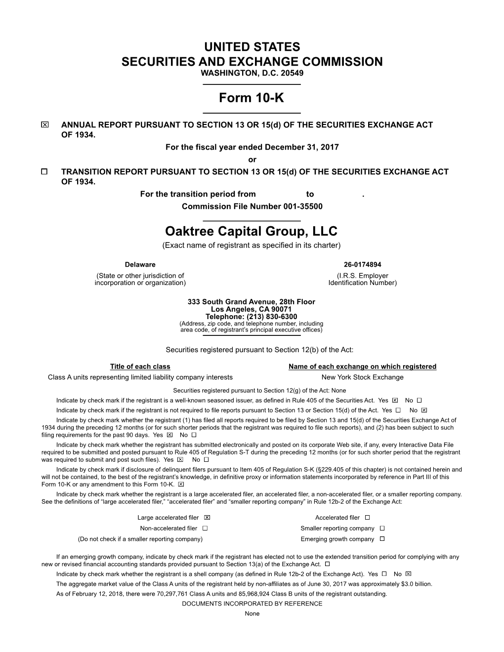 Form 10-K Oaktree Capital Group