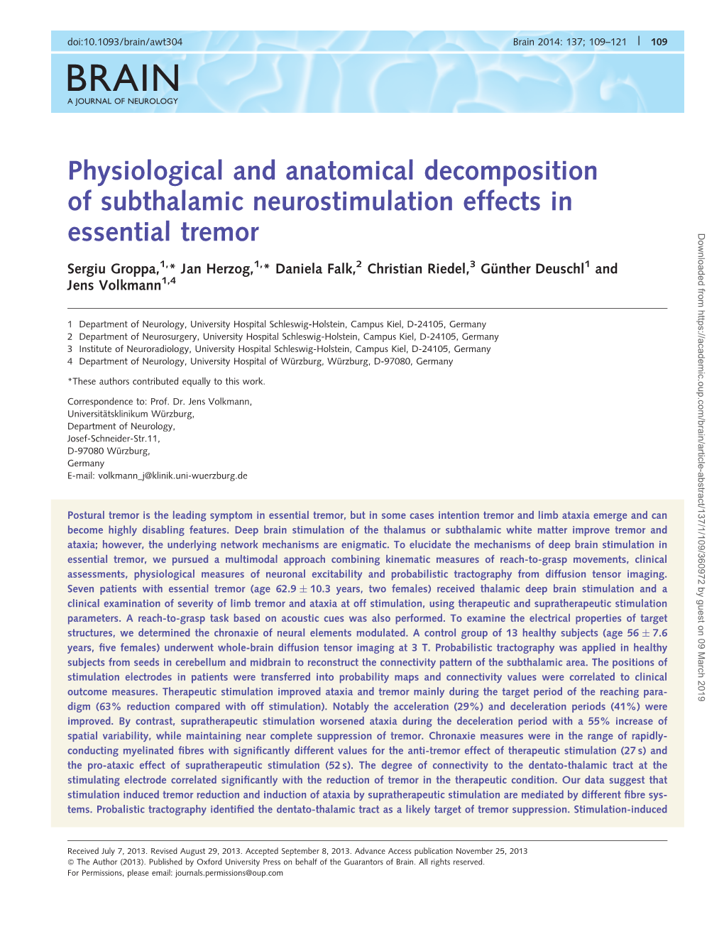 Brain/Awt304 Brain 2014: 137; 109–121 | 109 BRAIN a JOURNAL of NEUROLOGY