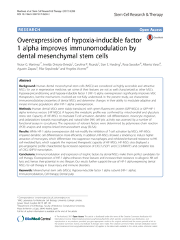 Overexpression of Hypoxia-Inducible Factor 1 Alpha Improves Immunomodulation by Dental Mesenchymal Stem Cells Victor G