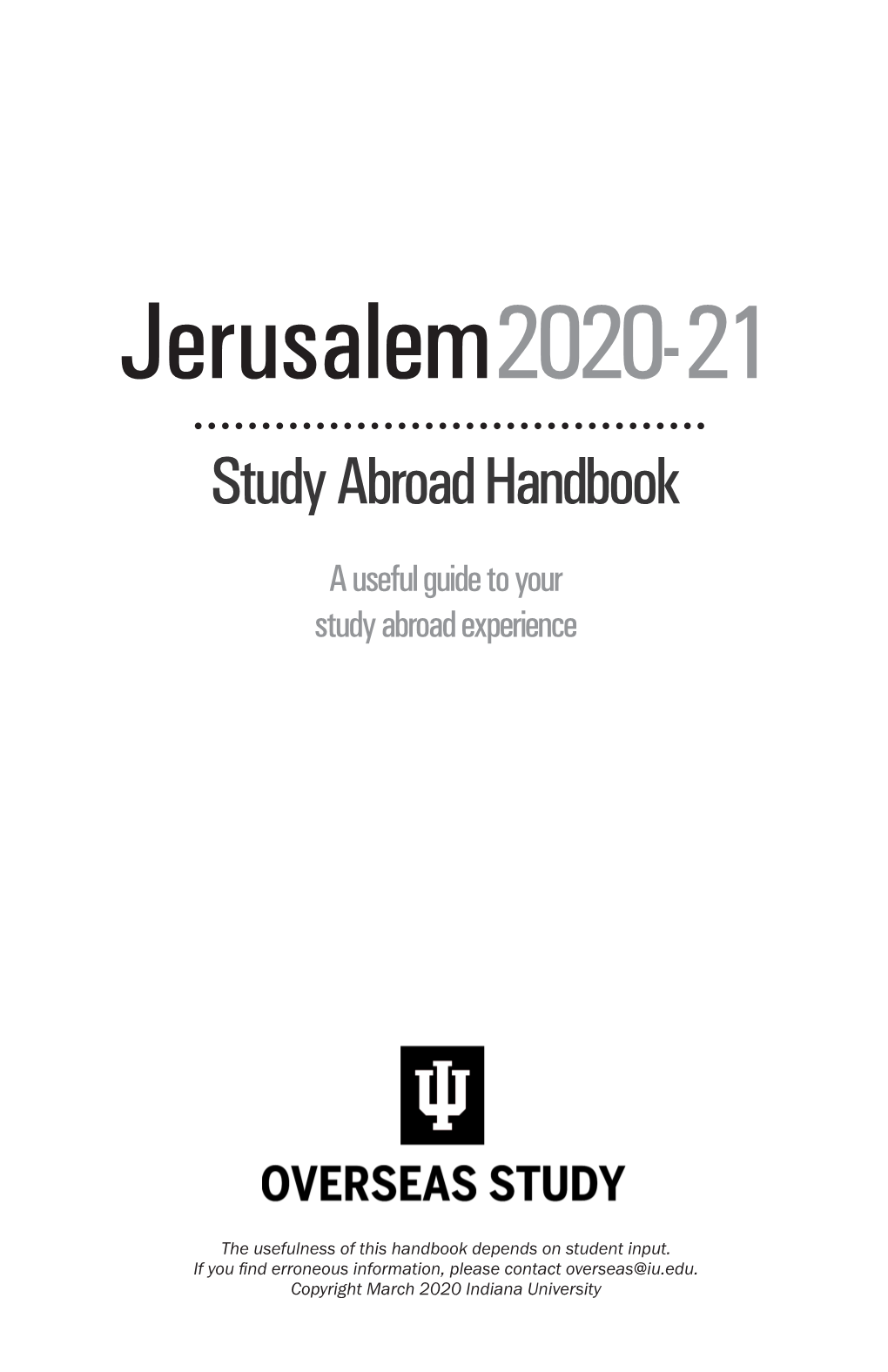 Jerusalem-HUJ Handbook Read the Program