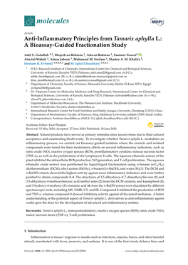 Anti-Inflammatory Principles from Tamarix Aphylla L.: a Bioassay-Guided Fractionation Study