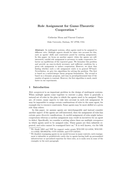 Role Assignment for Game-Theoretic Cooperation ⋆
