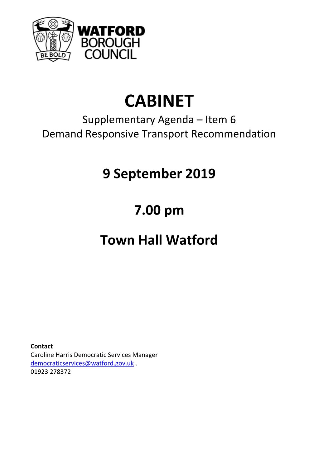 Supplementary Agenda – Item 6 Demand Responsive Transport Recommendation