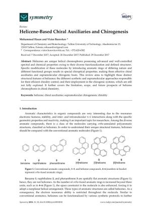 Helicene-Based Chiral Auxiliaries and Chirogenesis