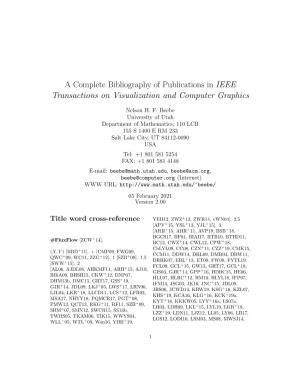 A Complete Bibliography of Publications in IEEE Transactions on Visualization and Computer Graphics