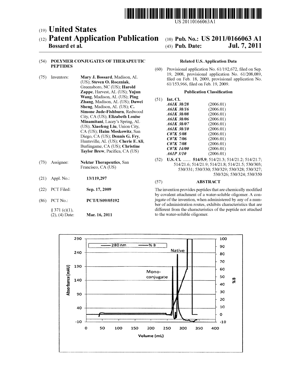 (12) Patent Application Publication (10) Pub. No.: US 2011/0166063 A1 Bossard Et Al