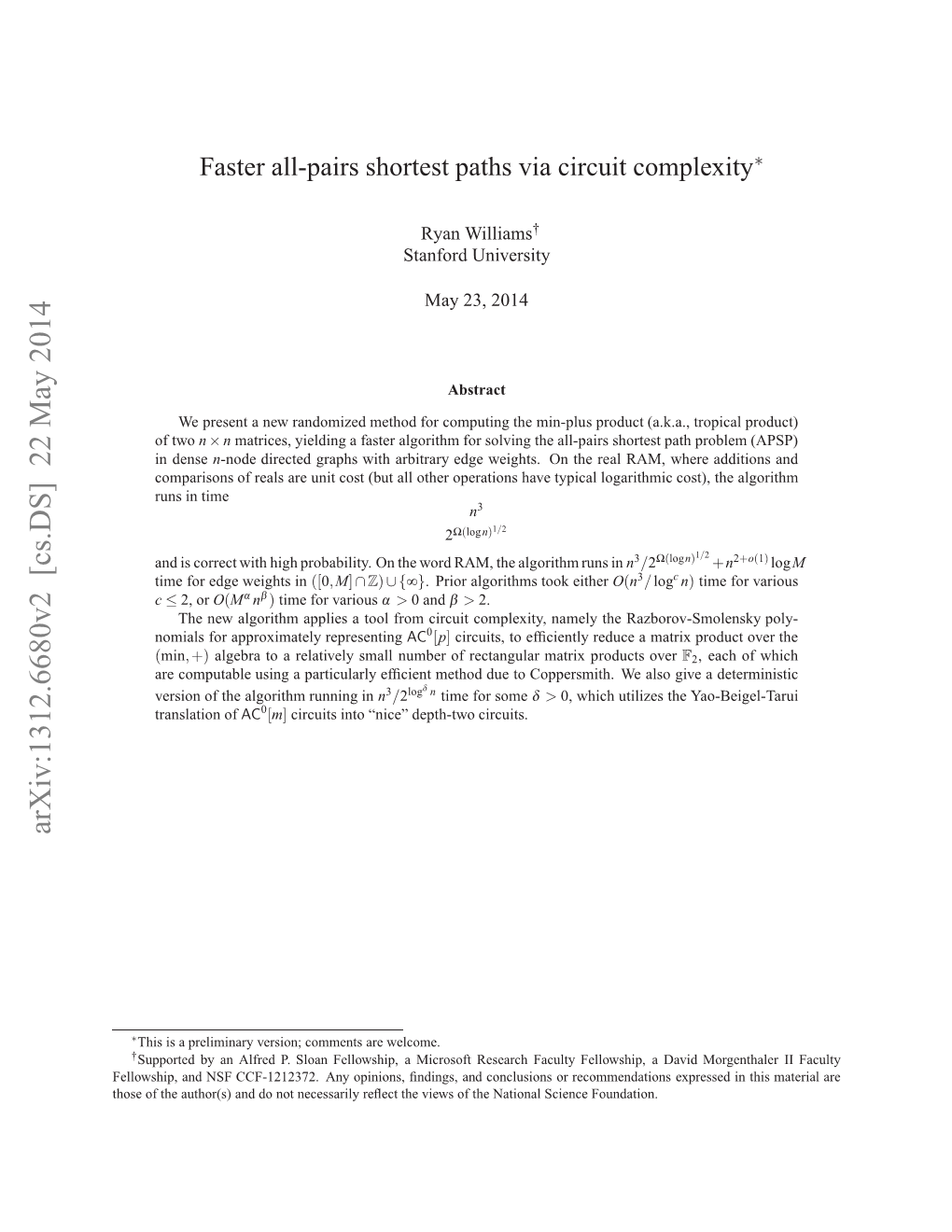 Faster All-Pairs Shortest Paths Via Circuit Complexity